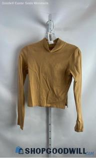 The North Face Women's Tan Long Sleeve Cropped Fitted Shirt - Sz S