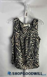 Chico's Women's Black/Taupe Polyester Sleeveless Blouse - Sz M