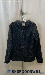 Columbia Women's Black/Gray Patterned Fleece Lined Hooded Sweatshirt - Sz M