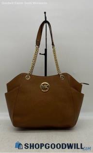 Michael Kors Jet Set Gold Brown Shoulder Bag Womens Saffiano Leather