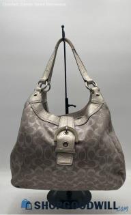 Coach Signature Soho Gray/Silver Sateen Buckle Shoulder Bag Handbag/Purse