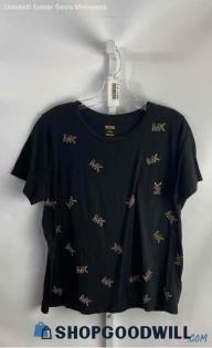 Michael Kors Women's Black/Gold Bedazzle T-Shirt - Sz XL