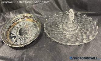 Serving Glass Platter + Oneida Bowl