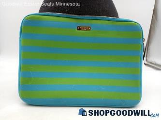 Kate Spade Blue Green Microfiber Fabric Laptop Bag Handbag Purse