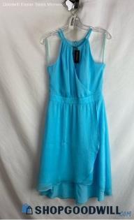 NWT WHBM Women's Turquoise Chiffon Faux Wrap Dress - Sz 6