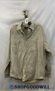 Eddie Bauer Men's VTG Khaki Tan Canvas Flannel Shirt - Sz M