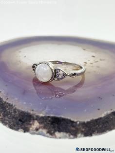 .925 Open Scroll Moonstone Ring Size 8.25, 2.40g