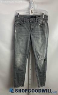 Lucky Brand Women's Weathered Gray Low-Rise Distressed Ankle Skinny Jeans - Sz 4