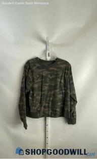 Athleta Women's Gray/Green Camo Cotton Long Sleeve Shirt - Sz L