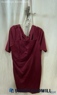 Lane Bryant Women's Maroon Short Sleeve Sheath Dress - Sz 16