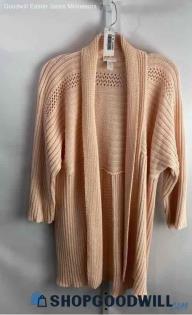 Chico's Women's Pink Knitted Cardigan Sweater - Sz XL