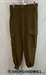 Zara Women's Olive Green Cargo Tech Cuffed Ankle Jogger - Sz S