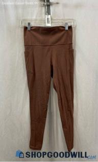 Athleta Women's Brick Brown High-Waisted Pocketed Ankle Leggings - Sz S