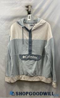 Columbia Women's Blue/White Lightweight 1/2 Button Fleece Hoodie - Sz L