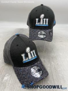 Lot of 2 New Era NFL Super Bowl LII 39Thirty Heather Gray Graphite Hat - Sz L/XL