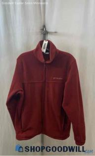 Columbia Men's Maroon Fleece Zip Up Sweater - Sz M