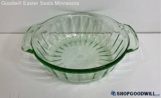 MSE 9" 2-Quart Green Opalescent Glass Ribbed Dish