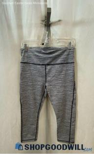 Athleta Women's White/Black Striped Capri Leggings - Sz M