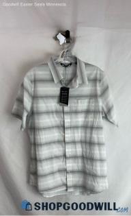 NWT Travis Mathew Men's Gray Striped Lightweight Button Down - Sz M