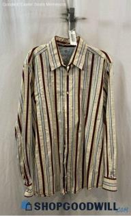 Tommy Bahama Men's Beige/Maroon Patterned Button Up Long Sleeve Flannel - Sz L