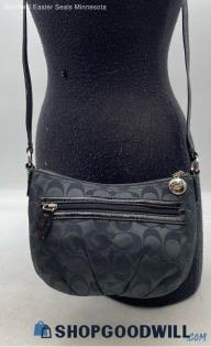 Coach Signature Charcoal Black Jacquard Pouch Crossbody/Swingpack Handbag/Purse