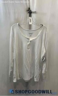 NWT Torrid Women's White Sheer Heather Jersey Knit Henley Top - Sz 2X