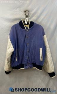 Captain Morgan Women's VTG Blue/White Insulated Embroidered Logo Jacket - Sz L