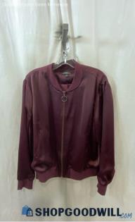 Lane Bryant Women's Burgundy Satin Bomber Jacket - Sz 16