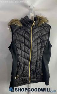 Michael Kors Women's Black Puffer w/Hood Polyester Vest - Sz M