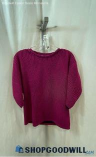 Zara Women's Magenta/Purple Patterned Knit Shimmer Textured Shirt - Sz M