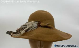 Betmar Women's VTG Feather Wool Fedora Brown Hat SZ 21