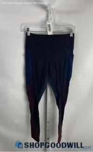 Athleta Women's Black/Navy/Maroon Nylon Leggings - Sz S