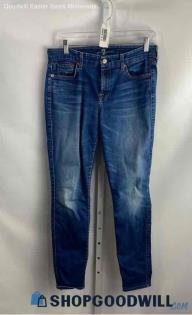 7 For All Mankind Women's Dark Wash Blue Mid-Rise Skinny Jeans - Sz 29