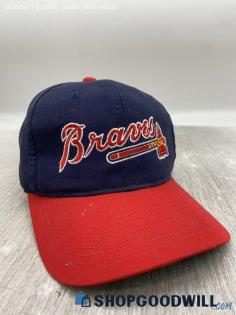 Vintage MLB Atlanta Braves Fanatics Snapback Cap Navy Blue/Red Hat - Sz OS