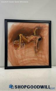 Gittleman Signed Original Nude Figure Study "Longing" Framed Portrait Drawing