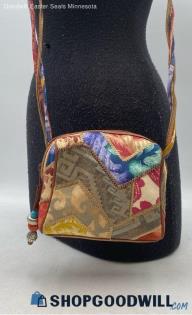 Nieman Marcus Collection Multicolor Canvas/Leather Crossbody Handbag/Purse