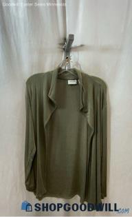 Chico's Women's Army Green Textured Drape Long Sleeve Stretchy Cardigan - Sz XL