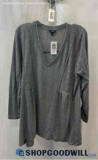 NWT Torrid Women's Gray Waffle Knit V Neck Peplum Top - Sz 2X