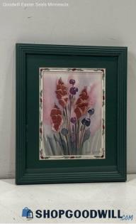 Sha Boudin Signed Original Watercolor & Paper Matted & Framed Gladiola Art