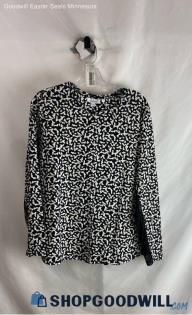 Chico's Women's Black/White patterned long Sleeve Blouse - Sz L