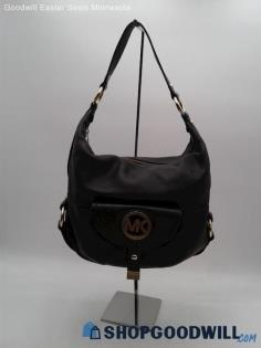 Michael Kors Fulton Black Pebbled Leather Hobo Shoulder Bag Handbag Purse