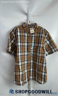 Carhartt Men's Brown/White Button-Up Shirt - Sz L