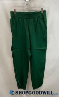 Zara Women's Green Satin Textured Pull On Slant Pocket Jogger - Sz M