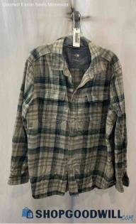 The North Face Men's Gray/Green Plaid Flannel Shirt - Sz XL