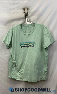 Patagonia Women's Seafoam Green Logo Graphic T-shirt - Sz M