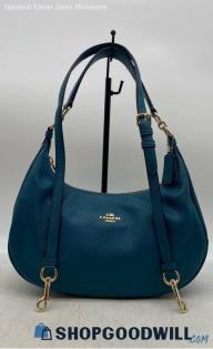 Coach Harley Teal Hobo Satchel Womens Pebbled Leather