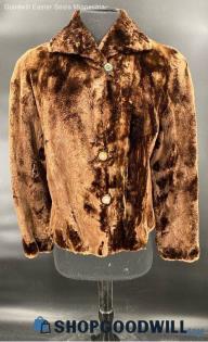 Women's VTG Brown Fuzzy Jacket - No Size - NEEDS REPAIR