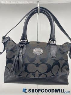 Coach Signature Black Jacquard Canvas Shoulder Bag Womens Handbag/Purse