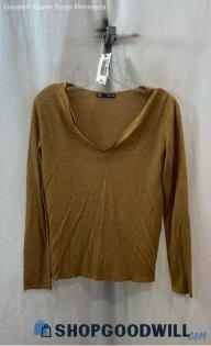 Zara Women's Sienna Brown Drape Neck Sweater - Sz S