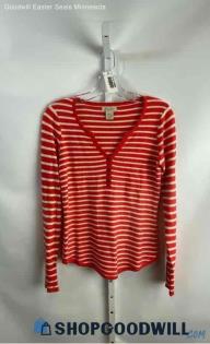 Lucky Brand Women's Red/White Stripe Wool Long Sleeve Shirt - Sz S